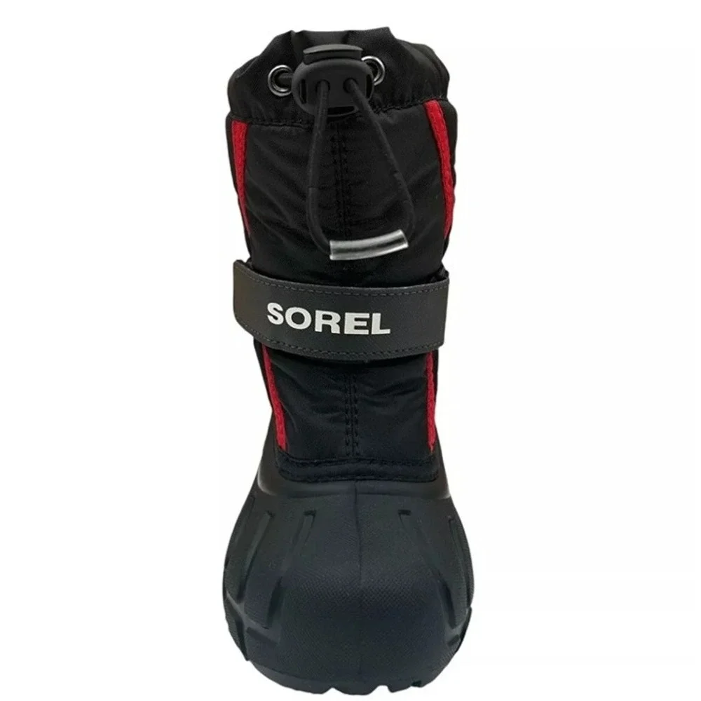 Sorel Toddler Boys Winter Snow Boots Size 9 Black Red Insulated Waterproof Shoes